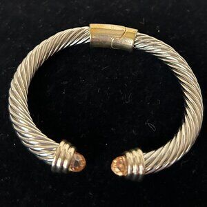 Chunky Silver & Gold Tone Twisted Cuff Bracelet